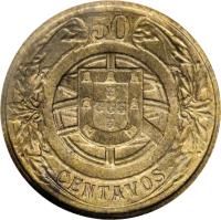 Portugal coin 50 Centavos (1924 - 1926) reverse reverse of 50 Centavos (1924 - 1926) coin with KM# 575 from Portugal. Inscription: 50 CENTAVOS