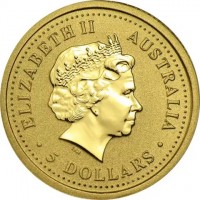 Gold coin Australia ELIZABETH II. AUSTRALIA IRB. 5 DOLLARS.
