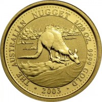 THE AUSTRALIAN NUGGET 1/20 oz. 9999 GOLD. 2003. JM.