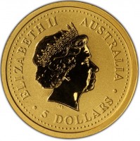 Gold coin Australia KM# 1887 ELIZABETH II. AUSTRALIA. IRB. 5 DOLLARS.