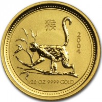 猴. 2004. 1/20OZ 9999 GOLD.