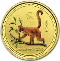 Gold coin Australia KM# 668 猴. 2004. 1/20OZ 9999 GOLD.