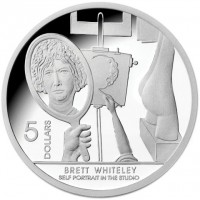 Silver coin Australia KM# 789 5 DOLLARS. BRETT WHITELEY. SELF PORTRAIT IN THE STUDIO.