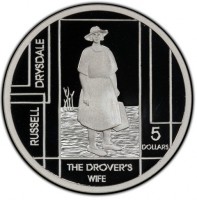 Silver coin Australia KM# 790 RUSSELL DRYSDALE. 5 DOLLARS. THE DROVER'S WIFE.