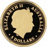 Gold coin Australia KM# 959 ELIZABETH II. AUSTRALIA. IRB. 5 DOLLARS.