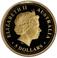 Gold coin Australia KM# 962 ELIZABETH II. AUSTRALIA. IRB. 5 DOLLARS.