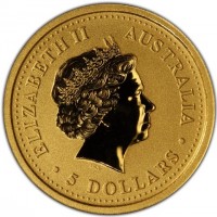 Gold coin Australia ELIZABETH II. AUSTRALIA. IRB. 5 DOLLARS.