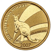 THE AUSTRALIAN NUGGET. 1/20 oz 9999 GOLD. 2007. JG.