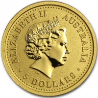 Gold coin Australia ELIZABETH II. AUSTRALIA. IRB. 5 DOLLARS.