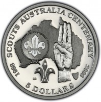 1908 SCOUTS AUSTRALIA CENTENARY 2008. 5 DOLLARS. CG.