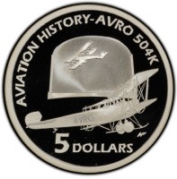 AVIATION HISTORY - AVRO 504K. WP. 5 DOLLARS.