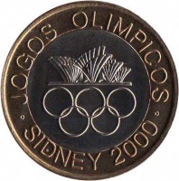 Portugal coin 200 Escudos - Olympic Games (2000) reverse reverse of 200 Escudos - Olympic Games (2000) coin with KM# 726 from Portugal. Inscription: JOGOS OLIMPICOS SIDNEY 2000