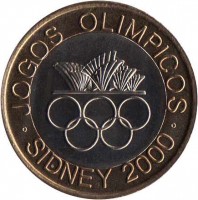 reverse of 200 Escudos - Olympic Games (2000) coin with KM# 726 from Portugal. Inscription: JOGOS OLIMPICOS SIDNEY 2000