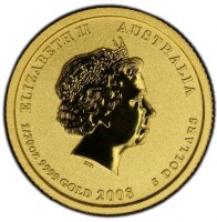 ELIZABETH II AUSTRALIA. IRB. 1/20oz 9999 GOLD 2008 5 DOLLARS.