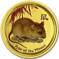 Gold coin Australia P. 鼠. Year of the Mouse.