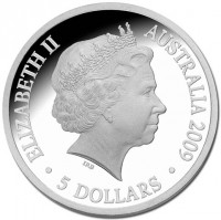 Silver coin Australia KM# 1080 ELIZABETH II. AUSTRALIA 2009. IRB. 5 DOLLARS.