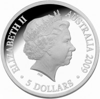 Silver coin Australia KM# 1081 ELIZABETH II. AUSTRALIA 2009. IRB. 5 DOLLARS.