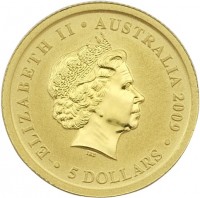 Gold coin Australia ELIZABETH II. AUSTRALIA 2009. IRB. 5 DOLLARS.