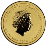 ELIZABETH II AUSTRALIA. IRB. 1/20oz 9999 GOLD 2010 5 DOLLARS.