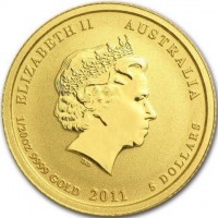 ELIZABETH II AUSTRALIA. IRB. 1/20oz 9999 GOLD 2011 5 DOLLARS.