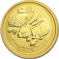 Gold coin Australia KM# 1481 兔. P. Year of the Rabbit.