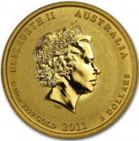 Gold coin Australia KM# 1481 ELIZABETH II AUSTRALIA. IRB. 1/20oz 9999 GOLD 2011 5 DOLLARS.