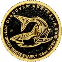 DISCOVER AUSTRALIA. 2011 TASMANIAN DEVIL 1/25 oz 9999 GOLD. P. DB.