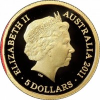 Gold coin Australia KM# 1638 ELIZABETH II. AUSTRALIA 2011. IRB. 5 DOLLARS.