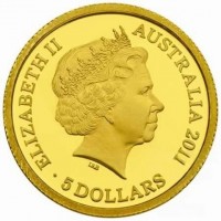 Gold coin Australia KM# 1637 ELIZABETH II. AUSTRALIA 2011. IRB. 5 DOLLARS.