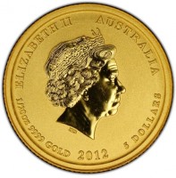 ELIZABETH II AUSTRALIA. IRB. 1/20 OZ 9999 GOLD 2012 5 DOLLARS.