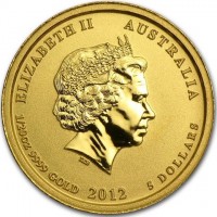 ELIZABETH II AUSTRALIA. IRB. 1/20 OZ 9999 GOLD 2012 5 DOLLARS.
