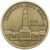 BRISBANE CITY HALL. FIVE DOLLARS.