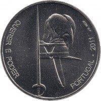 reverse of 2.5 Euro - Army Institute Pupils (2011) coin with KM# 809 from Portugal. Inscription: QUERER É PODER PORTUGAL - 2011 J.V. INCM