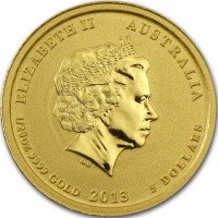 Gold coin Australia KM# 1997 ELIZABETH II AUSTRALIA. IRB. 1/20 OZ 9999 GOLD 2013 5 DOLLARS.