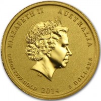 ELIZABETH II AUSTRALIA. IRB. 1/20 OZ 9999 GOLD 2014 5 DOLLARS.