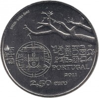 obverse of 2.5 Euro - Capelo & Ivens (2011) coin with KM# 806 from Portugal. Inscription: INCM - BAIBA ŠIME PORTUGAL 2011 2,50 euro