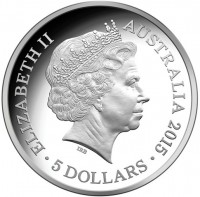 Silver coin Australia KM# 3123 ELIZABETH II. AUSTRALIA 2015. IRB. 5 DOLLARS.