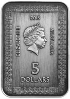 Silver coin Australia KM# 2199 2015. ELIZABETH II. IRB. AUSTRALIA 5 DOLLARS.