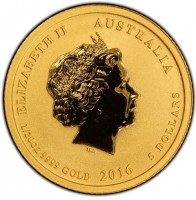 ELIZABETH II AUSTRALIA. IRB. 1/20 OZ 9999 GOLD 2016 5 DOLLARS.