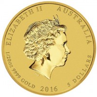 ELIZABETH II AUSTRALIA. IRB. 1/20 OZ 9999 GOLD 2016 5 DOLLARS.