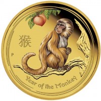 Gold coin Australia KM# 3278 猴. P IJ. Year of the Monkey.