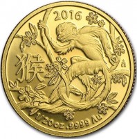 2016. AB. 猴. 1/20 oz9999 Au.