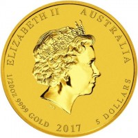 ELIZABETH II AUSTRALIA. IRB. 1/20 OZ 9999 GOLD 2017 5 DOLLARS.
