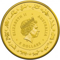 Gold coin Australia KM# 3404.1 ELIZABETH II. AUSTRALIA 2017. IRB. 5 DOLLARS.