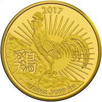 Gold coin Australia 2017. 鷄. TD. 1/20oz9999 Au.