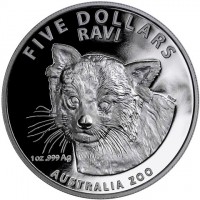 FIVE DOLLARS. RAVI. 1 oz999 Ag SMS. AUSTRALIA ZOO.