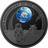 Nickel Plated Silver coin Australia KM# 3740 50TH ANNIVERSARY OF THE LUNAR LANDING. AWB.