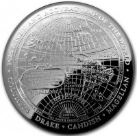 + 1626 A NEW AND ACCVRAT MAP OF THE WORLD +. THE TEMPERATE SONE THE NORTH FROSEN SONE THE TEMPERATE SONE THE TORRID SONE. 1oz999 Ag. The Antarcticke Circle. COLUMBUS + DRAKE + CANDISH + MAGELLAN.