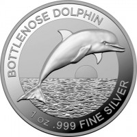 Silver coin Australia KM# 3750 BOTTLENOSE DOLPHIN. 1 oz999 FINE SILVER.