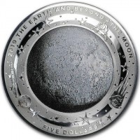 Silver coin Australia KM# 3751 2019. THE EARTH AND BEYOND - THE MOON. FIVE DOLLARS.